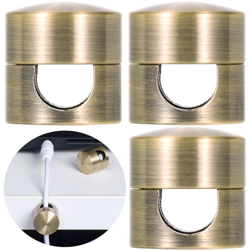 Jalleria - Lot de 3 supports de chargeur pour câbles, supports de câbles réglables couleur cuivre antique, clips adhésifs en métal, organiseurs de