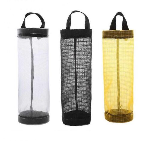 Lot de 3 supports pour sacs poubelle en nylon, organisateur de sacs suspendus en filet, sacs réutilisables transparents
