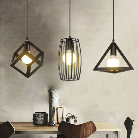 Lot de 3 Suspension Industriel Lustre Abat-jour Métal Fer pour Cuisine Salle à manger Bar