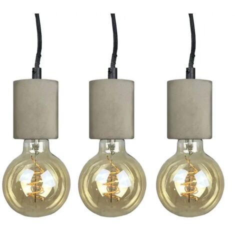 Lot de 3 suspensions lumineuses en béton gris - CALO 5188