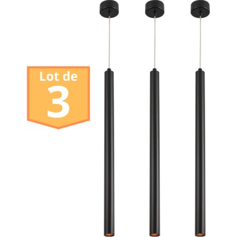 Lot de 3 suspensions tubes design noir G9 10W IP20
