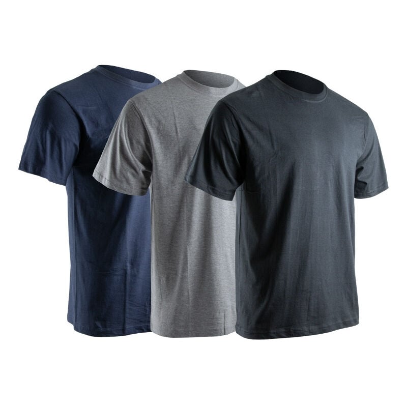 Pack 3 T-shirts manches courtes lyon LMA 9162C - Gris / noir / bleu - 2XL