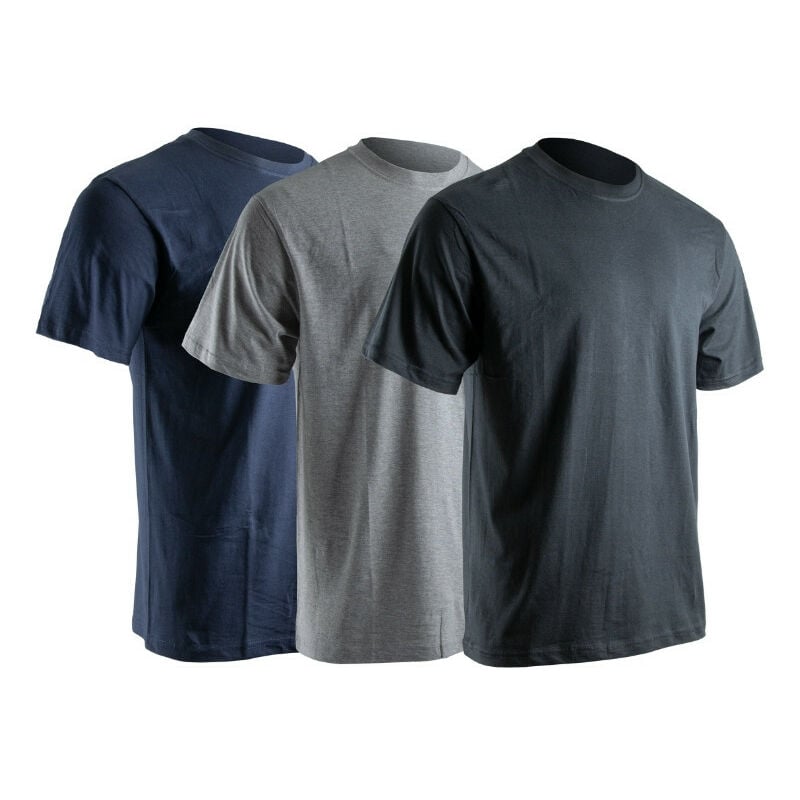 Pack 3 T-shirts manches courtes lyon LMA 9162C - Gris / noir / bleu - xl