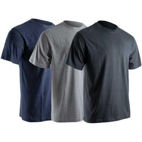 Lot de 3 T-shirts été à col rond - LYON - Gris / Bleu Chine / Noir