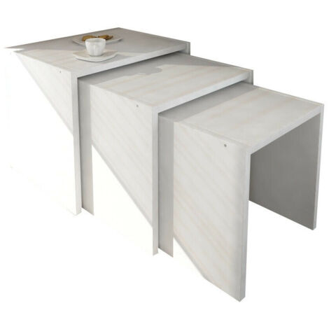 Lot de 3 tables basses gigognes Moon Blanc