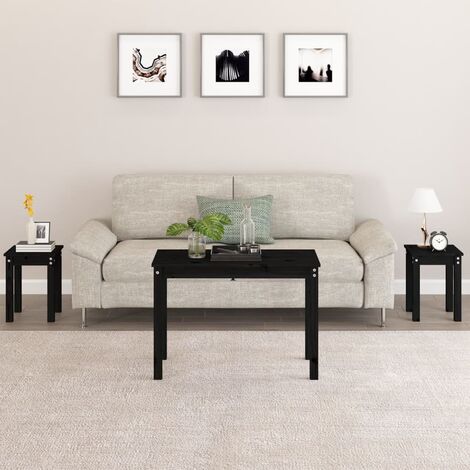 Lot de 3 Tables basses gigognes  Tables d'appoint Noir Bois de pin massif 79540