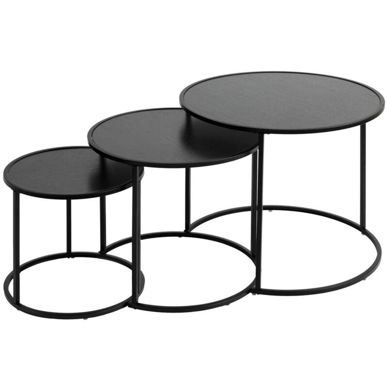 Lot de 3 tables d appoint Noan noir L54 45 35cm Atmosphera créateur d'intérieur