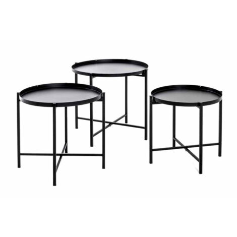 Lot de 3 Tables d'Appoint Design "Kwami" 48cm Noir