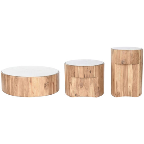 Lot de 3 tables d'appoint en bois d'acacia coloris naturel