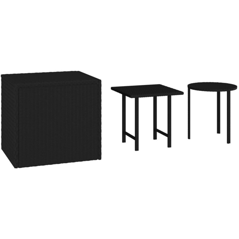 Décoshop26 - Lot de 3 tables d'appoint en résine tressée noir et acier DEC032670