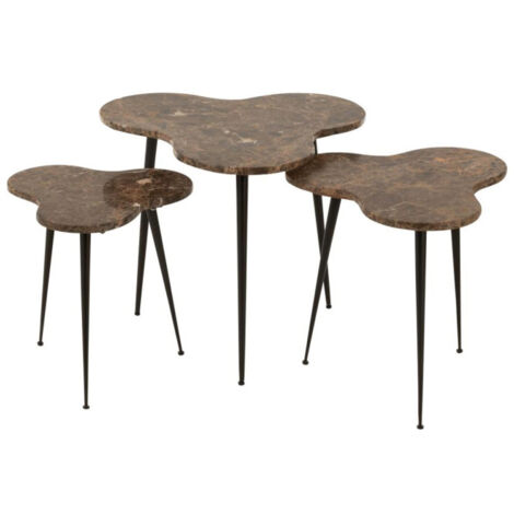 Lot de 3 Tables d'Appoint Gigogne "Abeille" 61cm Marron