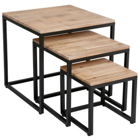 Lot de 3 Tables d'Appoint Gigognes "Edena" 50cm Naturel