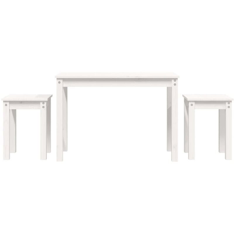 Lot de 3 tables d'appoint gigognes en bois de pin blanc DEC032698