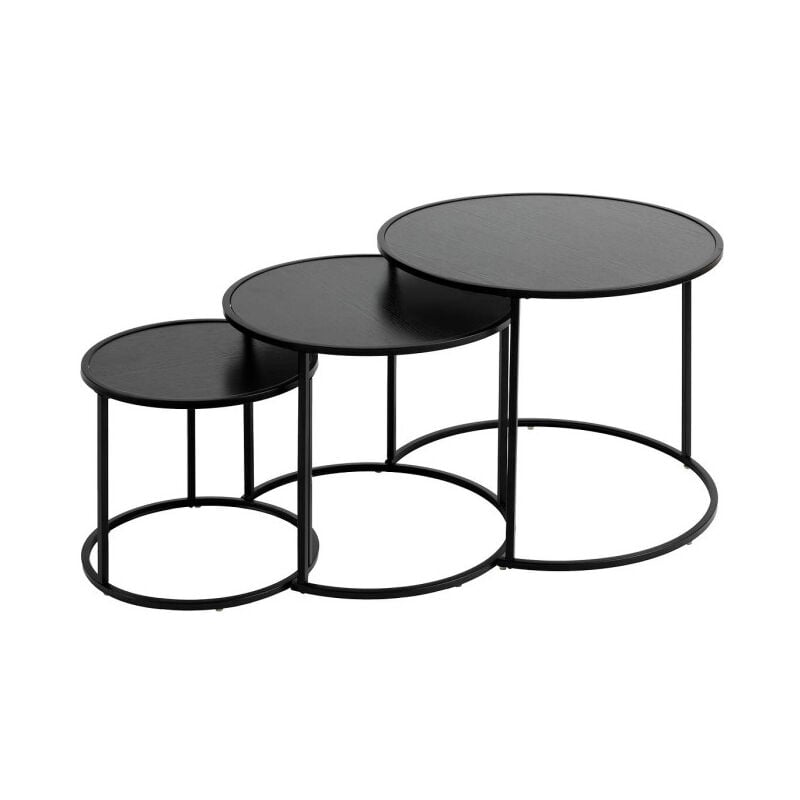 Lot de 3 Tables d'Appoint Gigognes 'Noan' 54cm Noir