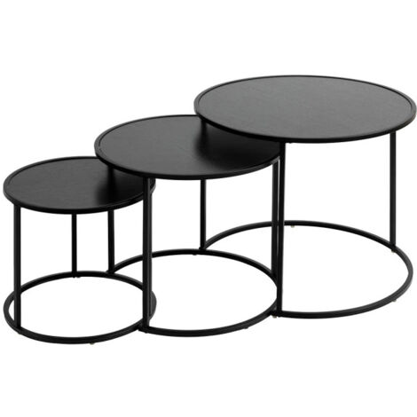 Lot de 3 Tables d'Appoint Gigognes "Noan" 54cm Noir