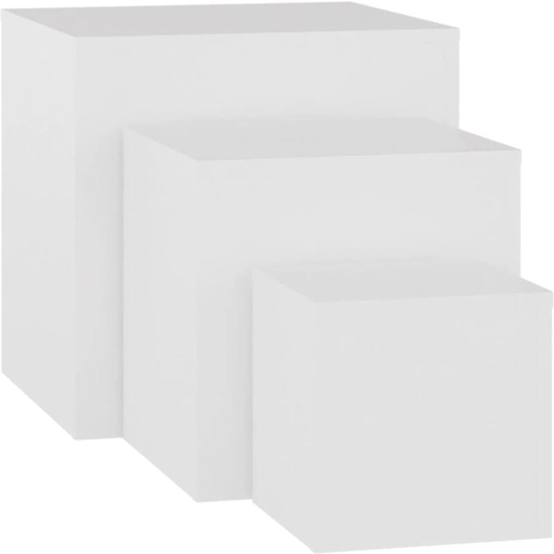 Lot de 3 tables d'appoint suppot de plantes bout de canapé en bois d'ingénierie blanc DEC032657