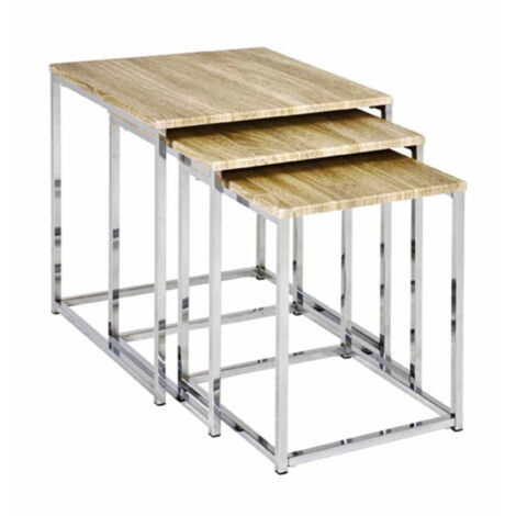 Lot de 3 Tables d'Appoint "Zélie" 42cm Chêne Clair