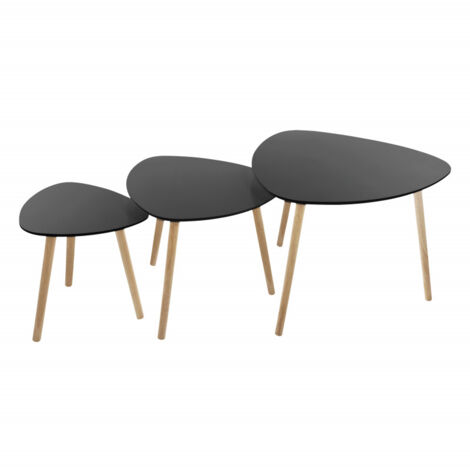 Lot de 3 tables Gigognes Bois et Métal Noir "Miléo" Atmosphera