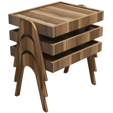 Lot de 3 tables gigognes en bois "Roma" - 54 x 40 x 64 cm - Marron