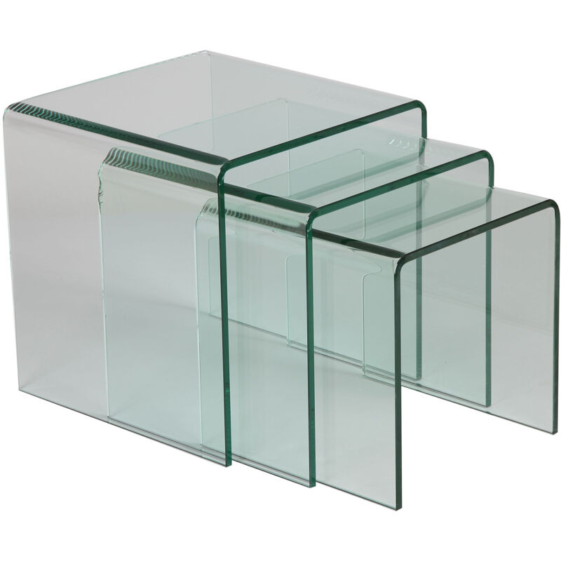 M&s - Lot de 3 tables gigognes en verre trempé - glass