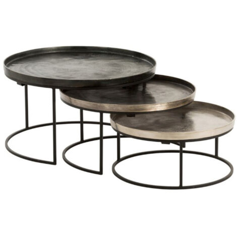 Lot de 3 Tables Gigognes "Gold" 80cm Noir