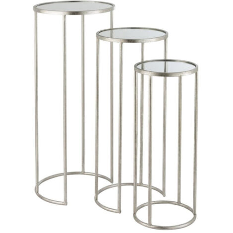 Lot de 3 Tables Gigognes Miroir "Loa" 80cm Argent