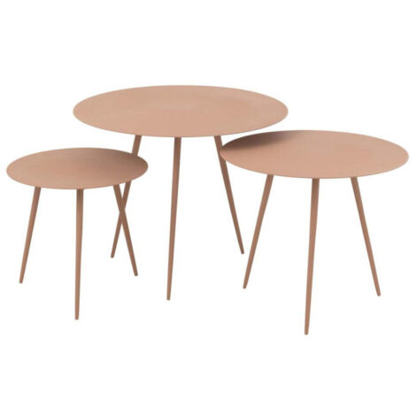 Lot de 3 Tables Gigognes "Obi" 56cm Vieux Rose