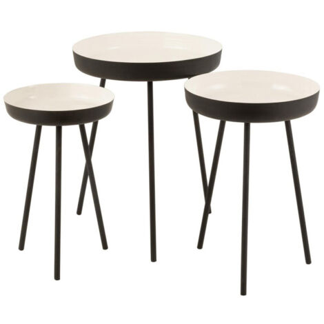 Lot de 3 Tables Gigognes "Pulta" 67cm Noir & Blanc