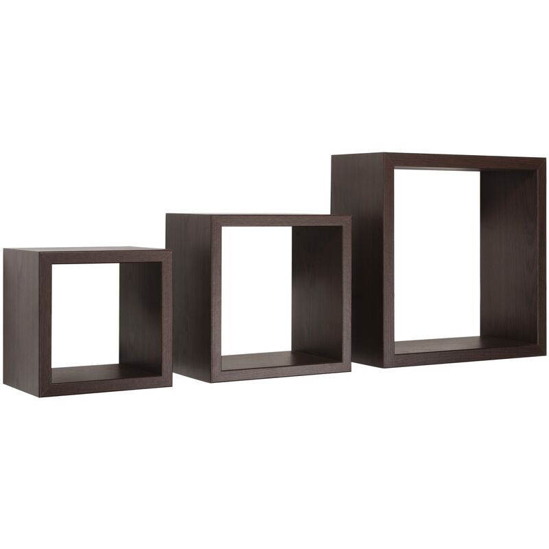 Étagères carrées murales lot de 3 cubes modulaires mod. rubic wengé