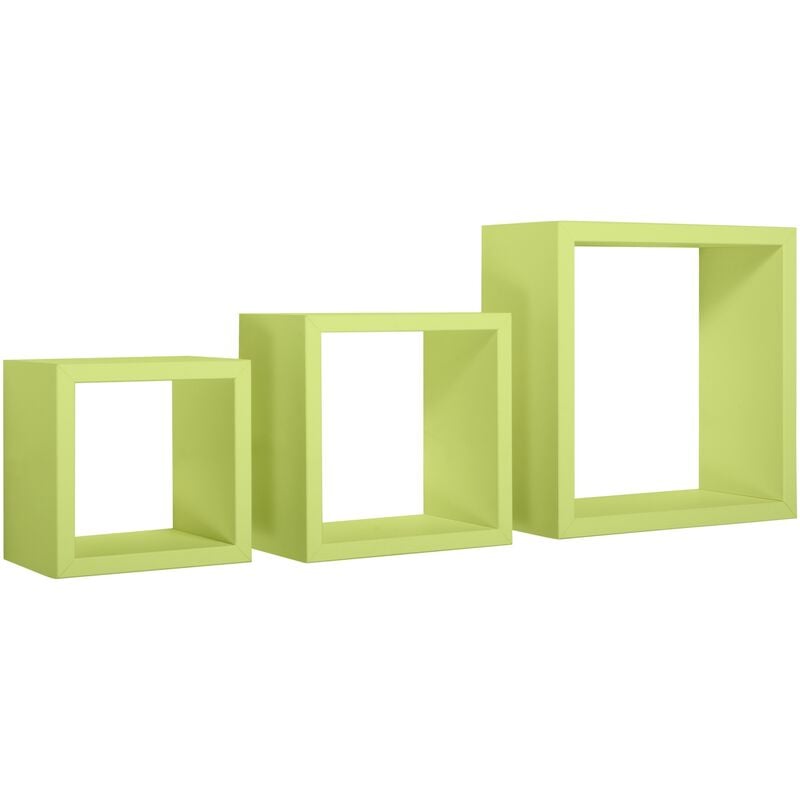 Étagères carrées murales lot de 3 cubes modulaires mod. rubic vert