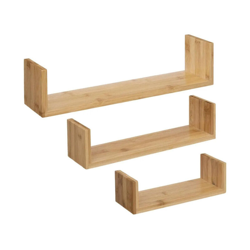 Lot de 3 Étagères Murales Fixy 42cm Bambou