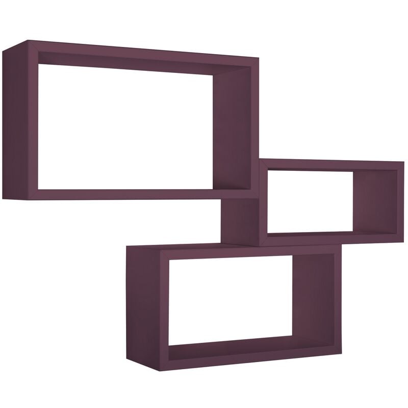 Sanitec - tagères à mur rectangulaires lot de 3 pc mod. trittico violet