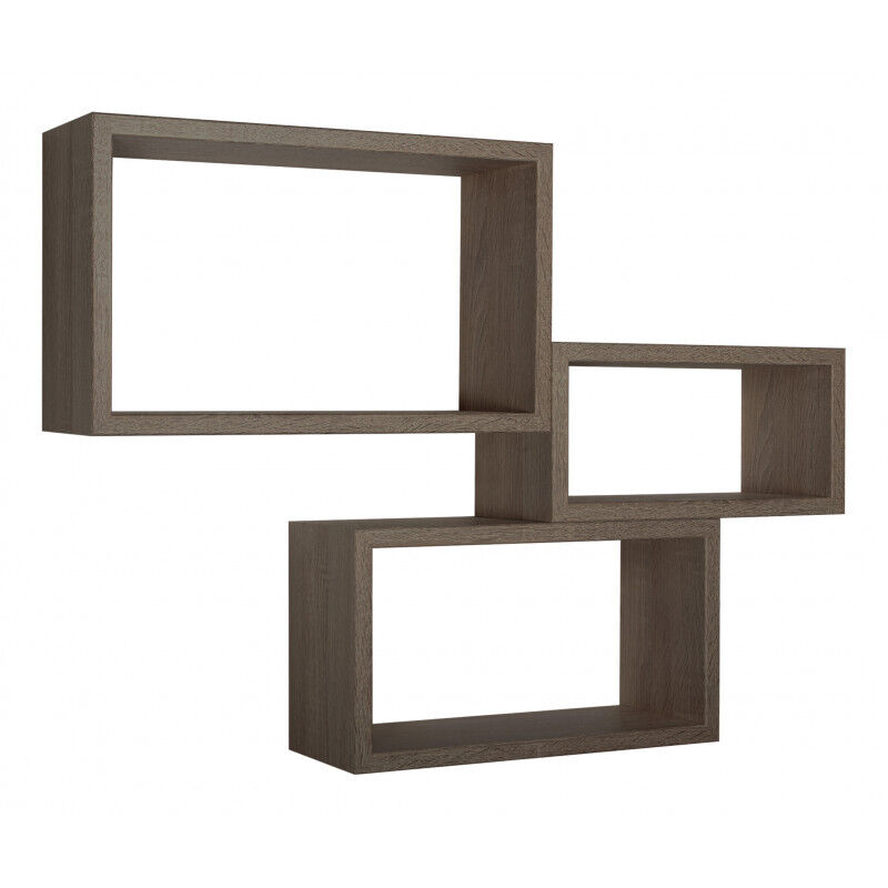 Sanitec - tagères à mur rectangulaires lot de 3 pc mod. trittico noyer