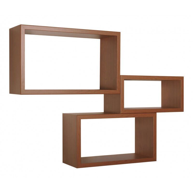 Sanitec - tagères à mur rectangulaires lot de 3 pc mod. trittico cerisier
