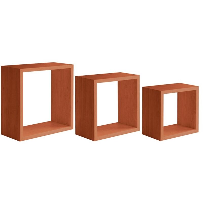 Sanitec - tagères cubiques murales lot de 3 cubes modulaires mod. incubo cerisier