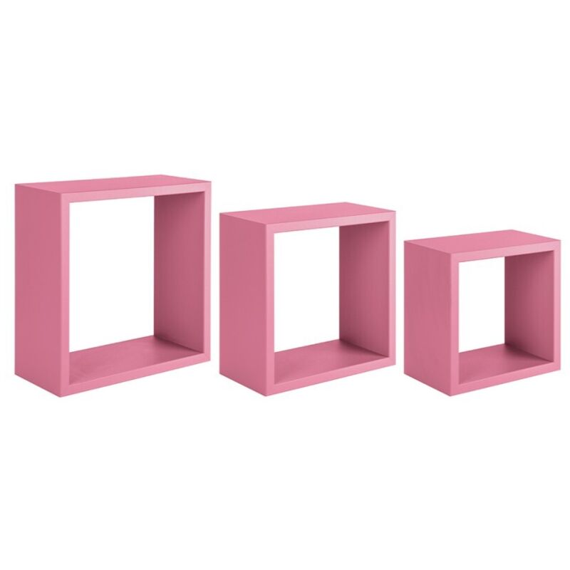 Tagères cubiques murales lot de 3 cubes modulaires mod. incubo rose