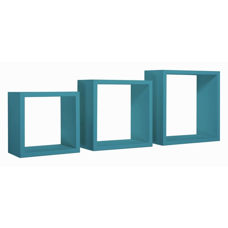 Sanitec - tagères cubiques murales lot de 3 cubes modulaires mod. incubo bleu atoll