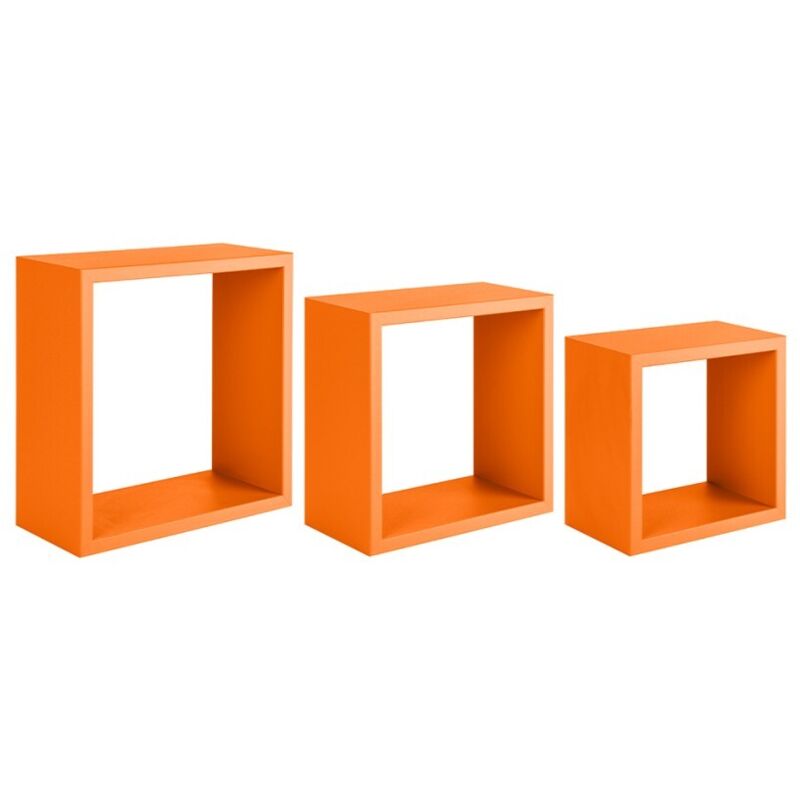 Lot de 3 étagères murales design cubique moderne Incubo - Orange
