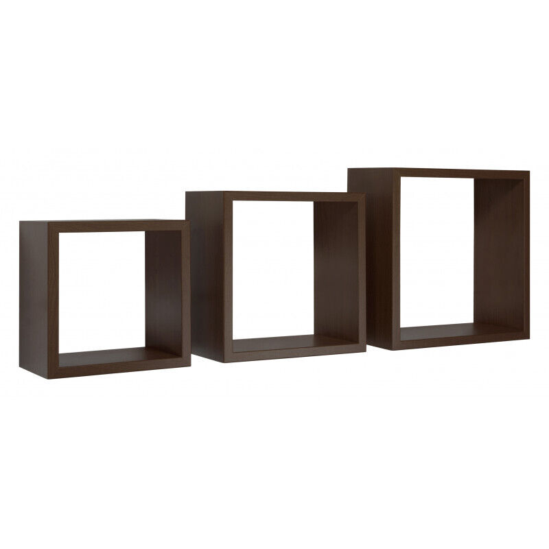 Sanitec - tagères cubiques murales lot de 3 cubes modulaires mod. incubo wengé