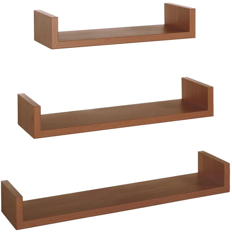 Ahd Amazing Home Design - tagères à mur modernes lot de 3 pc mod. calamita cerisier