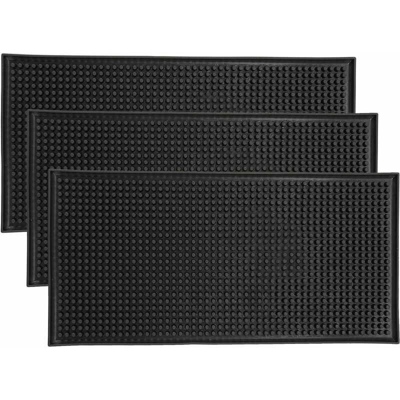 Lot de 3 tapis de service de bar en caoutchouc antidérapant, tapis de séchage pour verre, comptoir, café, whisky, cocktail, pour cuisine, bar,