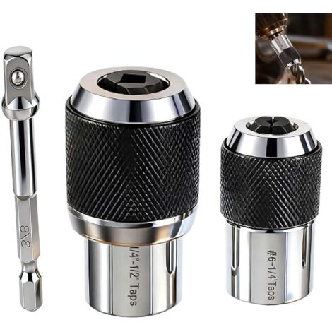 Lot de 3 Taraud Réglable Adaptateur 3/8" Extracteur de Tarauds, pour petits ateliers, visseuses et perceuses sans fil Avec rotule en acier-6-1/2, 3/8