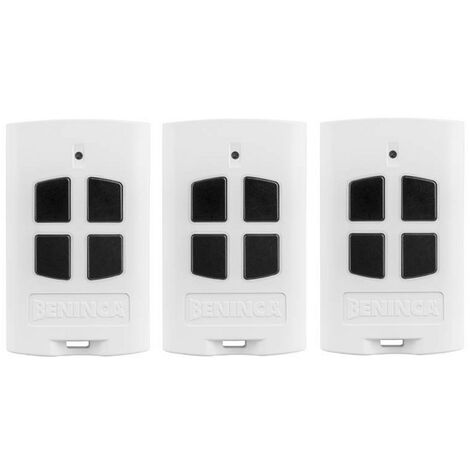 Lot de 3 télécommandes beninca togo 4 ak blanche touches noires - remplace togo wp / wk - 433.92 mhz (togo 4ak)