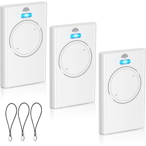 Lot de 3 télécommandes pour ouvre-porte de garage 433,92 MHz - Compatible avec XT2 433 SLH LR - 2 canaux - Blanc