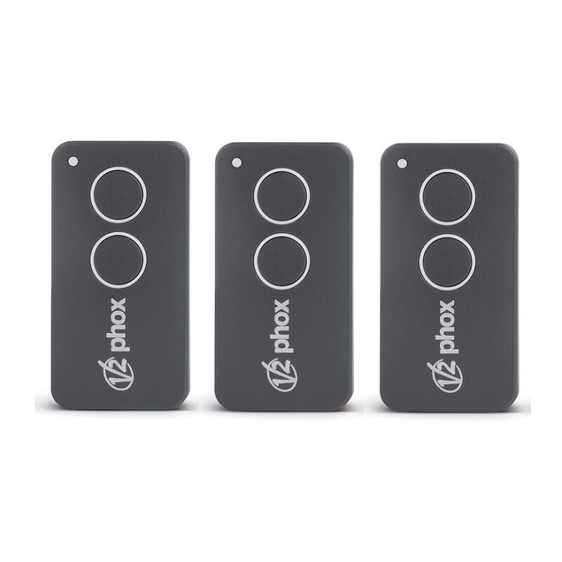 V2 PHOX 2 Contrat 47 - Lot de 3 télécommandes 2 boutons Pour portails et garages - Rolling Code - 433,92 MHz - Compatible WALLY / MR2 -