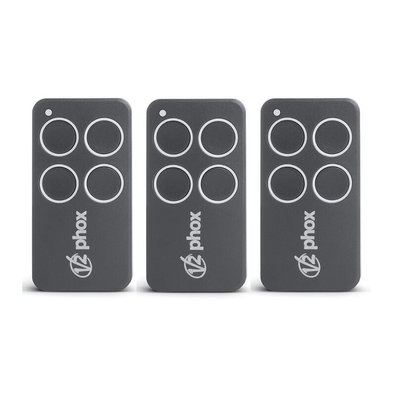 V2 phox 4 Contrat 47 - Lot de 3 télécommandes 4 boutons Pour portails et garages - Rolling Code - 433,92 MHz - Compatible wally / MR2 -