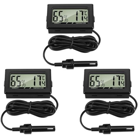 Lot de 3 thermohygromètres numériques avec sonde externe, thermomètre et hygromètre pour salon, bureau, incubateur de reptiles, volaille, reptiles