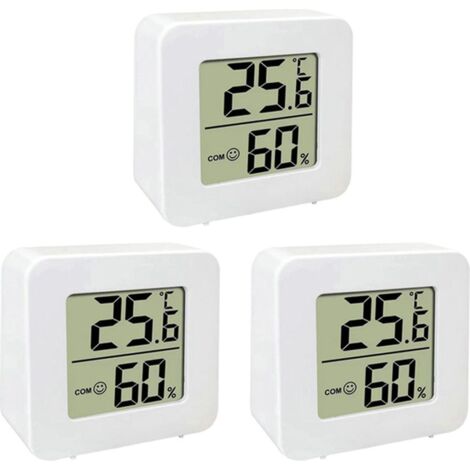 Lot de 3 Thermomètres Intérieurs,Raumthermometer Digital Intérieur,LCD Intelligent de l'Hygromètre,d'une haute Précision Capteur Hygromètre Température Moniteur d'Intérieur