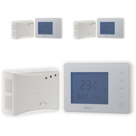 Lot de 3 thermostats programmables sans fil - blanc - Otio