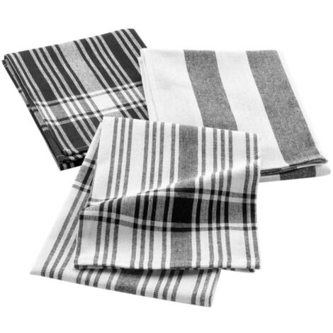 Lot de 3 Torchons "Bayado" 50x70cm Noir